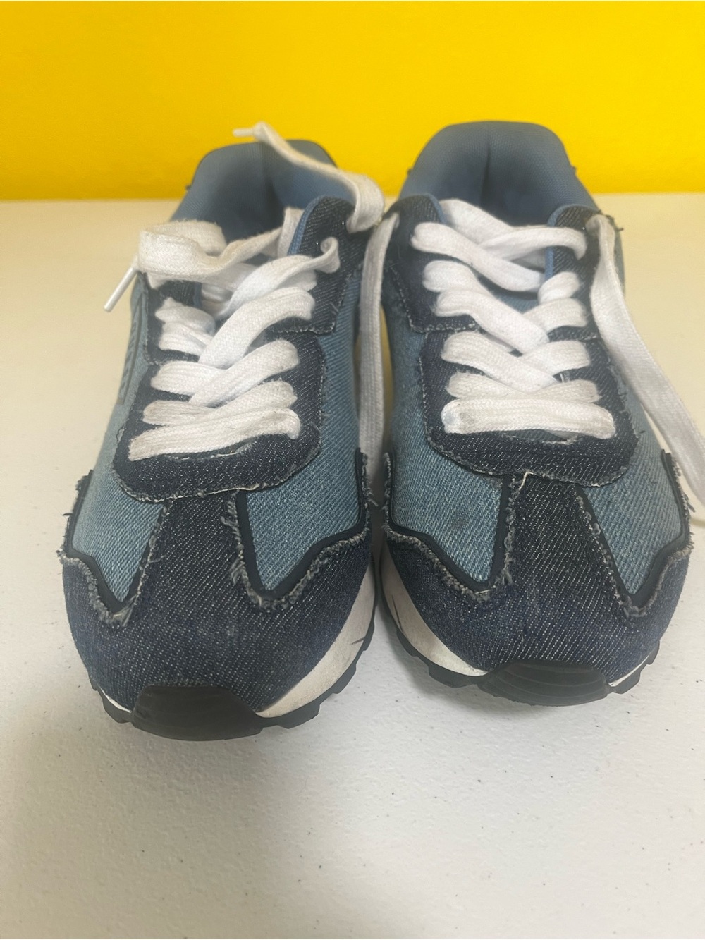 Guess Blue Denim-Style Lace-Up Sneakers with White Laces